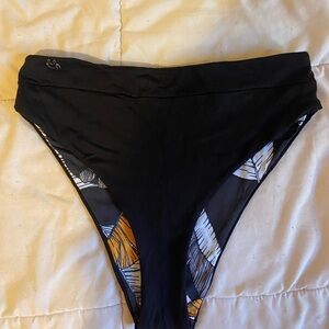 BLACK- reversible swim suit bottoms, high waisted, cheeky!